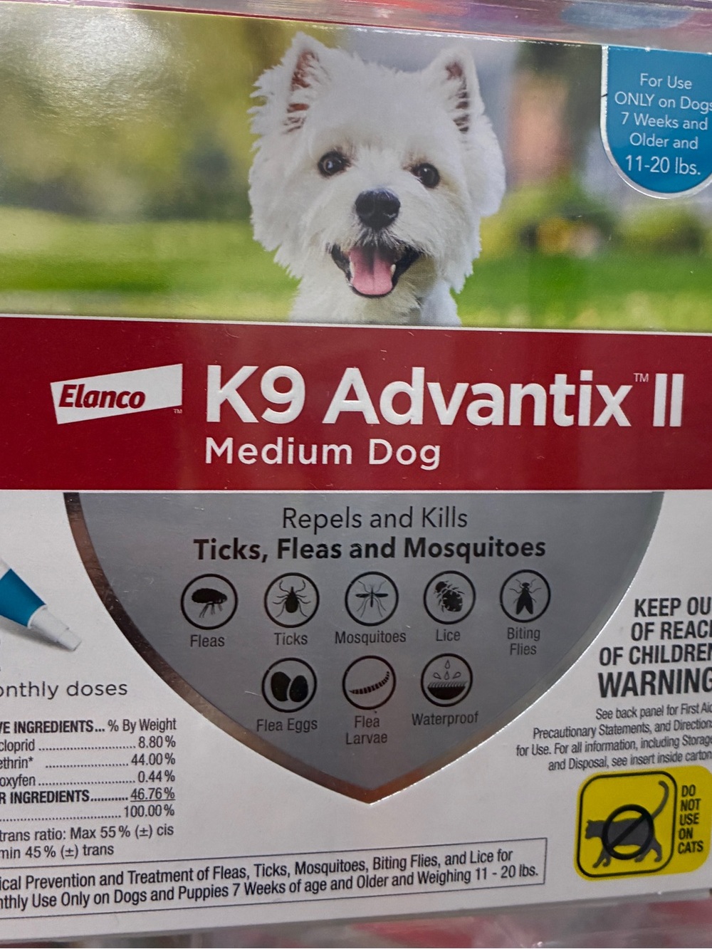 Elanco Elan K9 Advantix II Medium Dog Flea & Tick Treatment - NEW SEALED